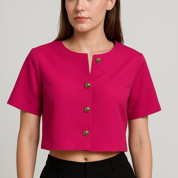 Amanda Uprichard Pink Crop Blouse Size Large – Sample Sale, New Without Tags - Picture 1 of 5